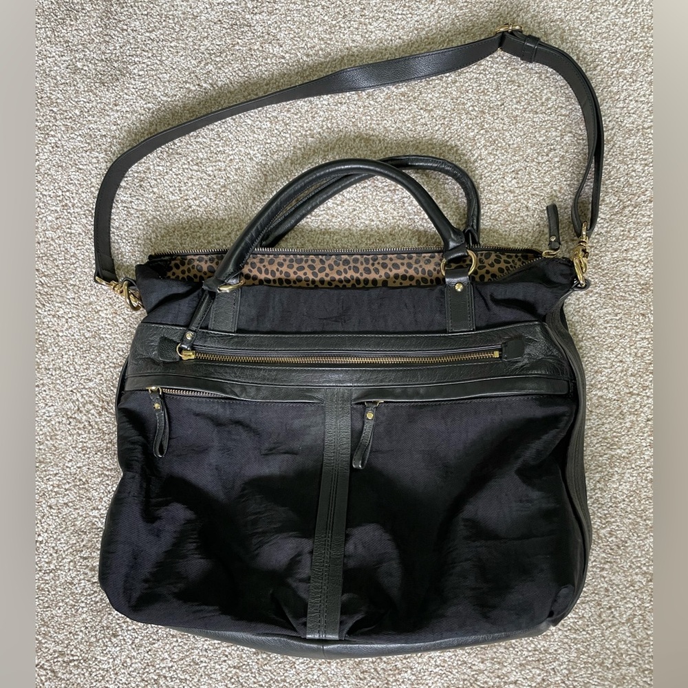 Banana Republic Black Leather Shoulder Bag with Adjustable Strap